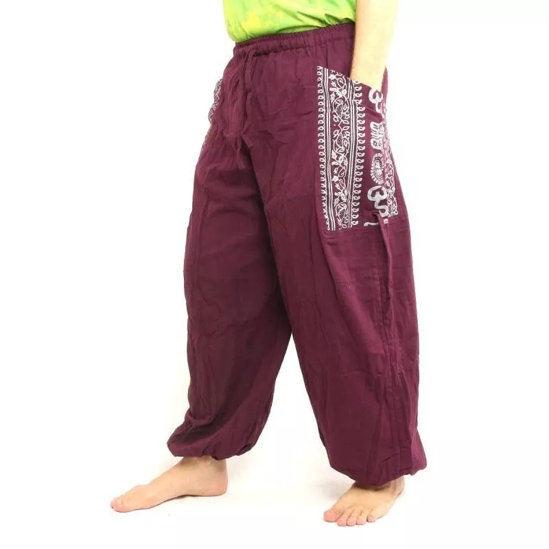 Pantalons hippie thaïlandais pour la ligature Application ethno du coton lourd