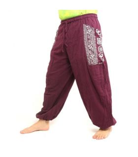 Thai Hippie Hose zum Zubinden Ethno Applikation aus schwerer Baumwolle