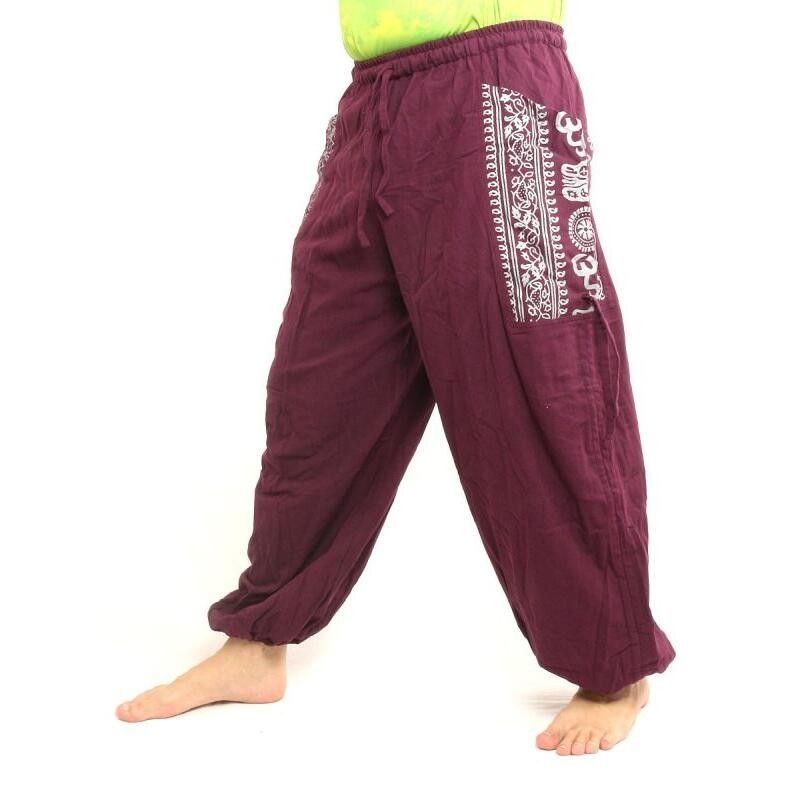Thai Hippie Hose zum Zubinden Ethno Applikation aus schwerer Baumwolle
