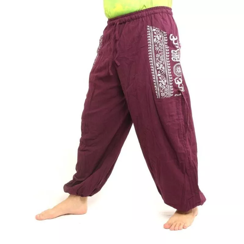 Pantalons hippie thaïlandais pour la ligature Application ethno du coton lourd