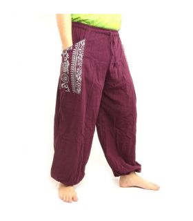 Thai Hippie Hose zum Zubinden Ethno Applikation aus schwerer Baumwolle