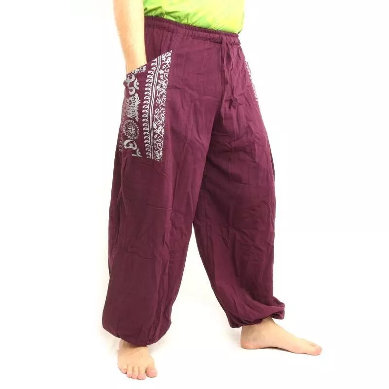 Pantalons hippie thaïlandais pour la ligature Application ethno du coton lourd