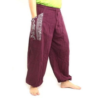 Thai Hippie Hose zum Zubinden Ethno Applikation aus schwerer Baumwolle