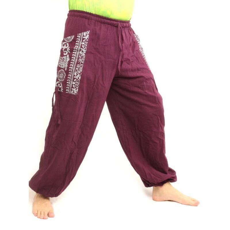 Thai Hippie Hose zum Zubinden Ethno Applikation aus schwerer Baumwolle