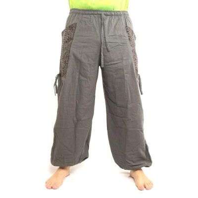 Thai Hippie Hose zum Zubinden Ethno Applikation aus schwerer Baumwolle
