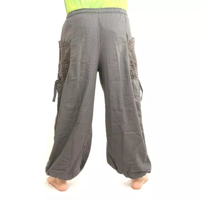 Pantalons hippie thaïlandais pour la ligature Application ethno du coton lourd