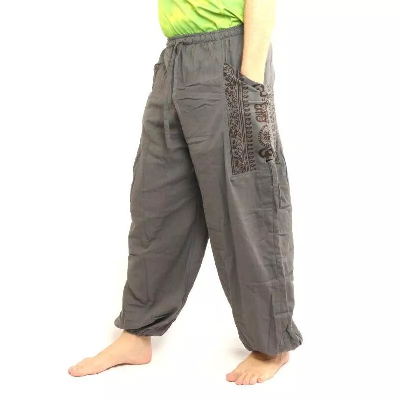 Pantalons hippie thaïlandais pour la ligature Application ethno du coton lourd