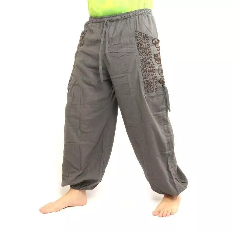 Thai Hippie Hose zum Zubinden Ethno Applikation aus schwerer Baumwolle