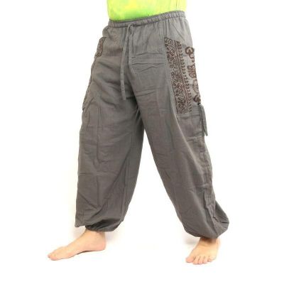 Thai Hippie Hose zum Zubinden Ethno Applikation aus schwerer Baumwolle