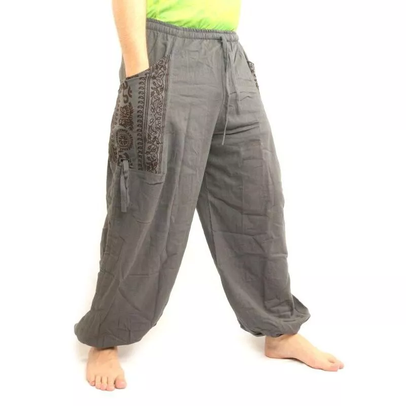 Pantalons hippie thaïlandais pour la ligature Application ethno du coton lourd