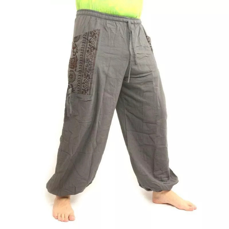 Pantalons hippie thaïlandais pour la ligature Application ethno du coton lourd