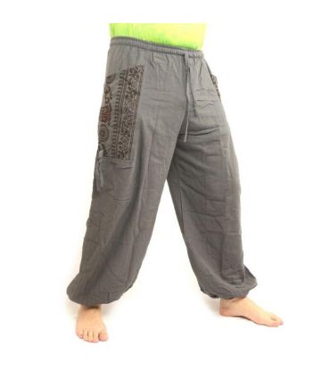 Thai Hippie Hose zum Zubinden Ethno Applikation aus schwerer Baumwolle