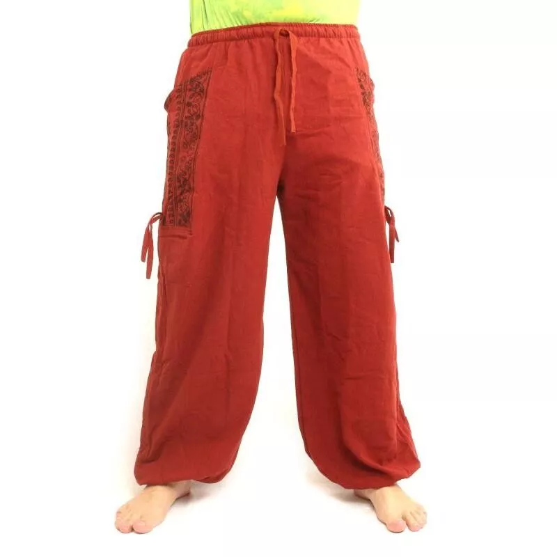 Pantalons hippie thaïlandais pour la ligature Application ethno du coton lourd