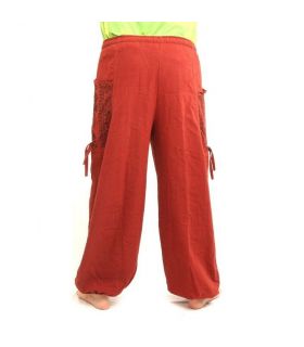Thai Hippie Hose zum Zubinden Ethno Applikation aus schwerer Baumwolle