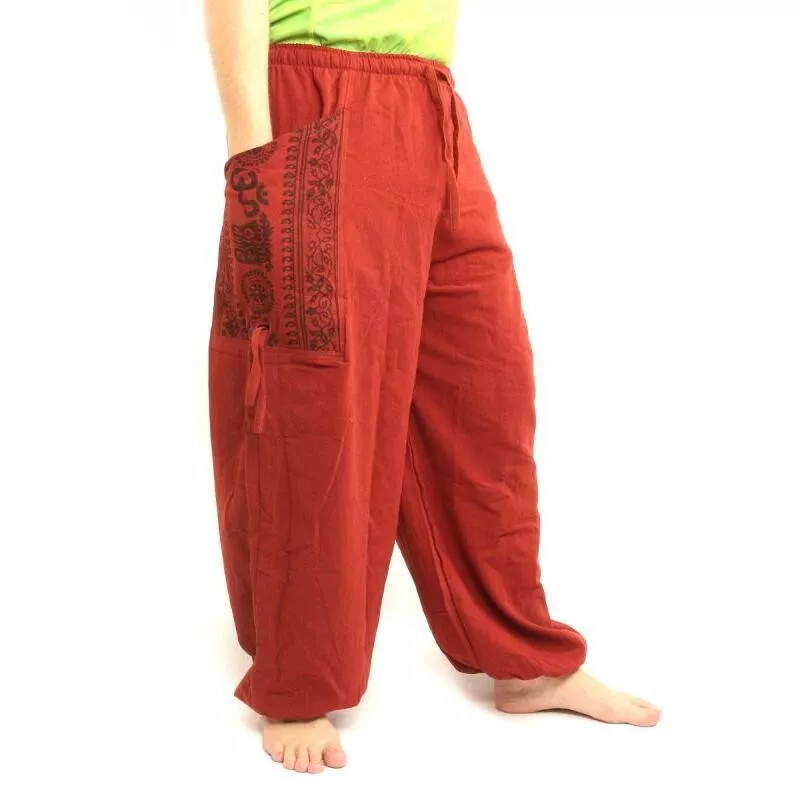Pantalons hippie thaïlandais pour la ligature Application ethno du coton lourd