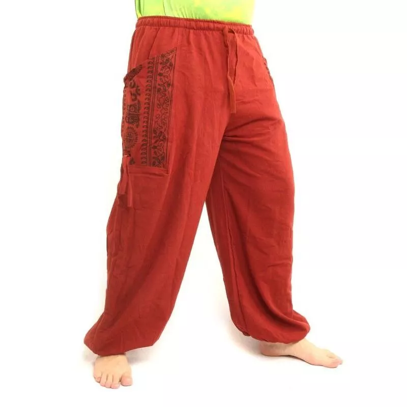 Pantalons hippie thaïlandais pour la ligature Application ethno du coton lourd