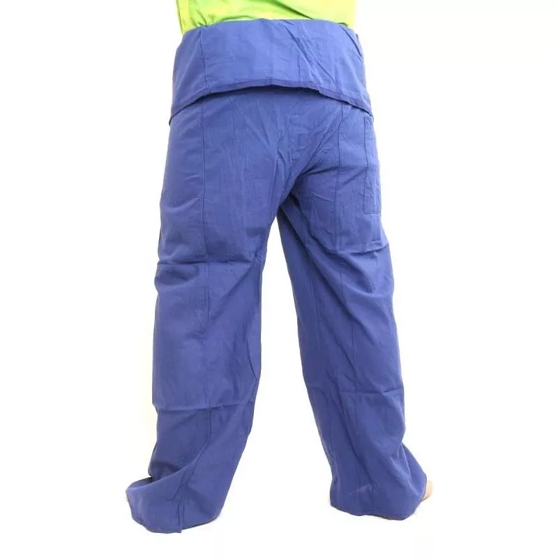 Pantalon de pêcheur thaïlandais extra long - coton bleu