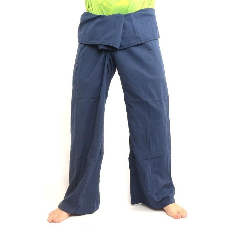 Pantalon de pêcheur thaïlandais extra long - bleu de coton