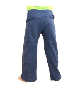 Pantalon de pêcheur thaïlandais extra long - bleu de coton