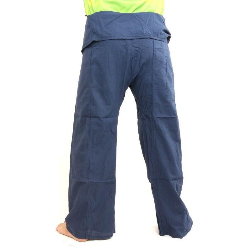 Pantalon de pêcheur thaïlandais extra long - bleu de coton