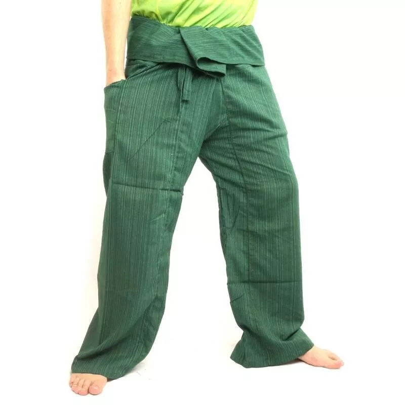 Pantalon de pêcheur thaïlandais Cottonmix extra long - vert