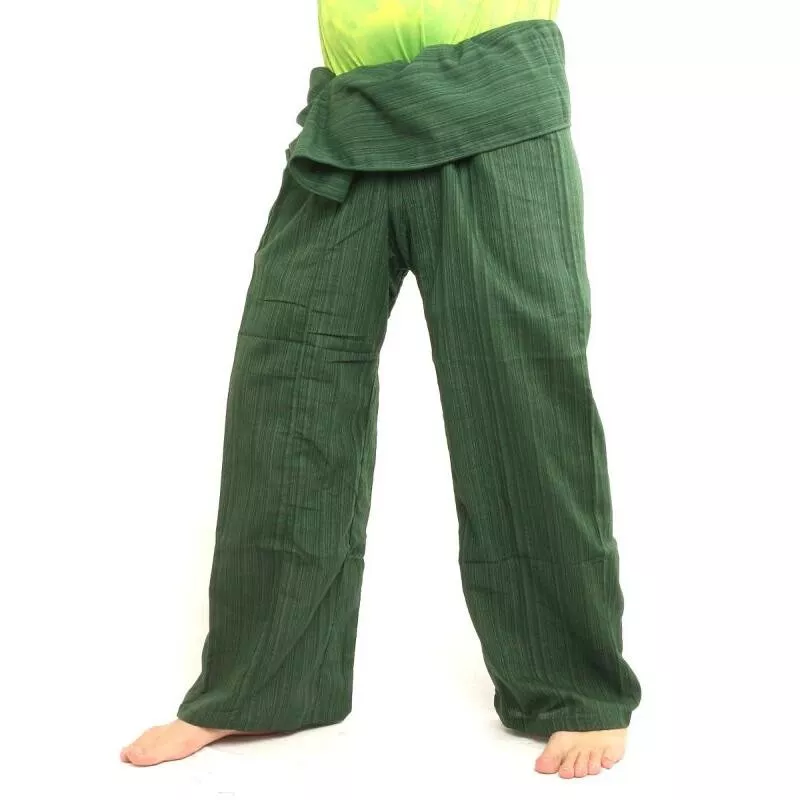 Pantalon de pêcheur thaïlandais Cottonmix extra long - vert
