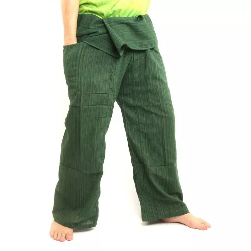 Pantalon de pêcheur thaïlandais Cottonmix extra long - vert