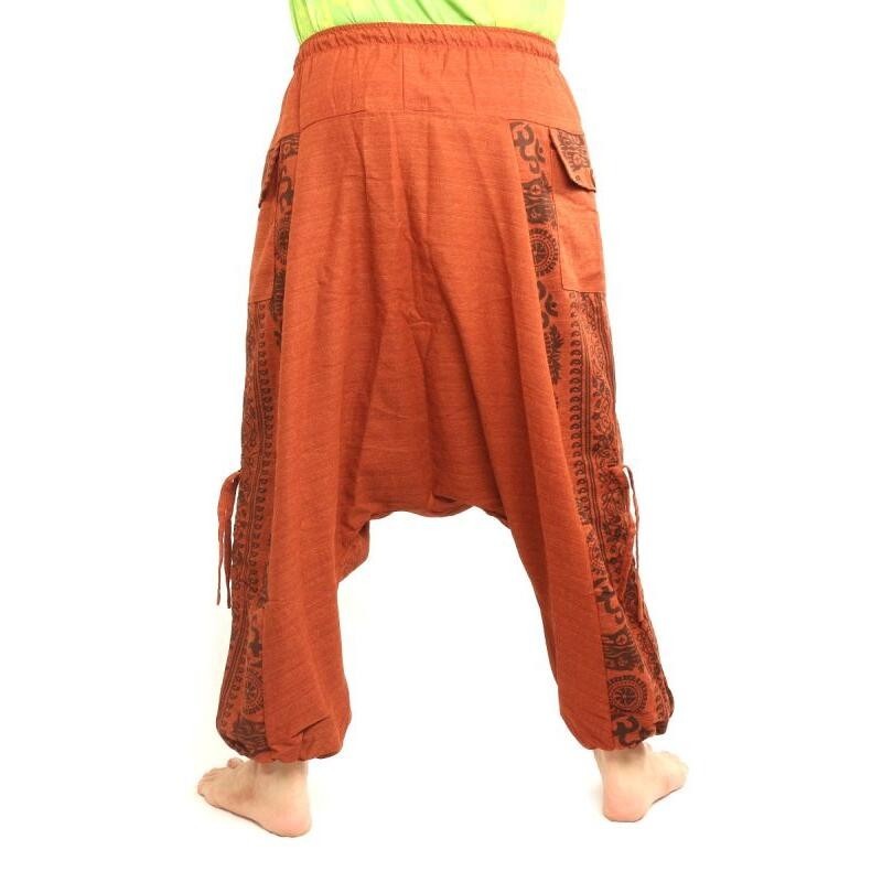 Baggy Pants with Floral Design imprint orange