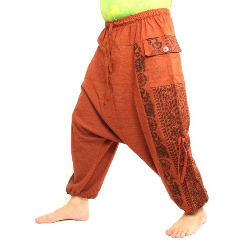 Baggy Pants with Floral Design imprint orange