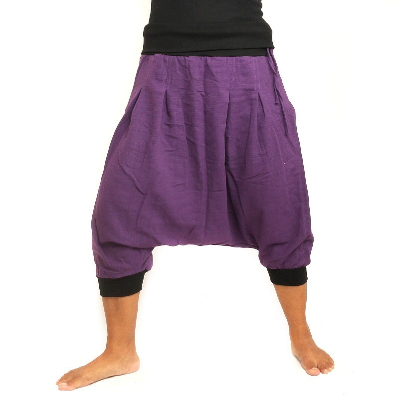 3/4 Baggy Pants - purple / black with 2 back pockets