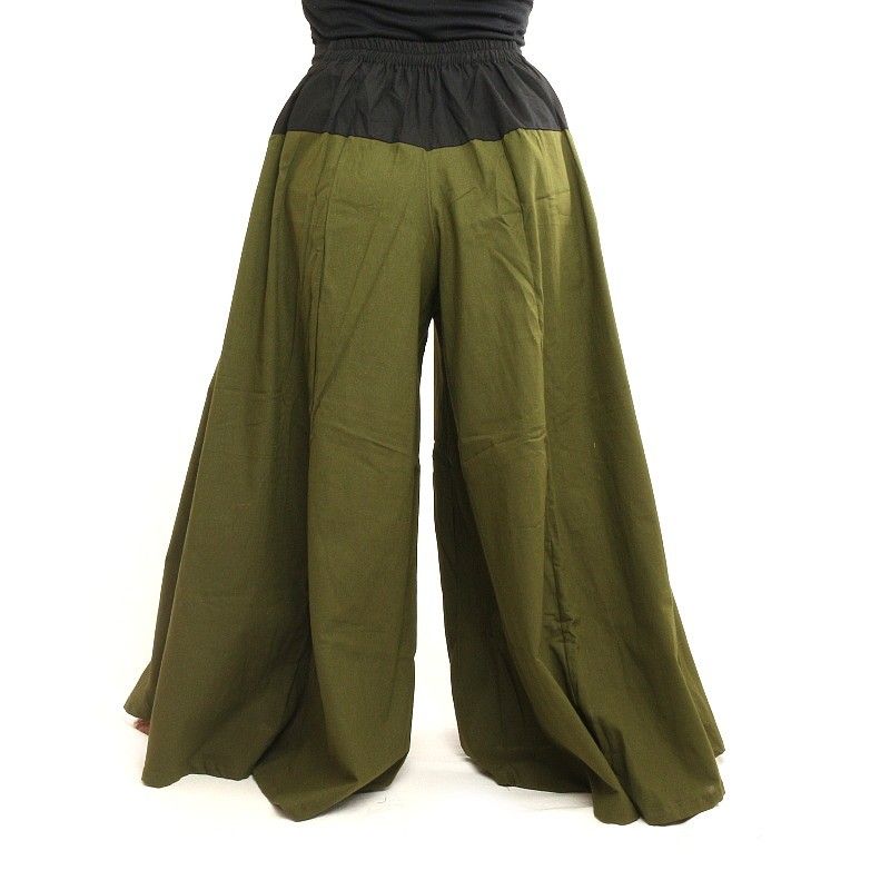 Pantalon de samouraï en coton vert olive foncé