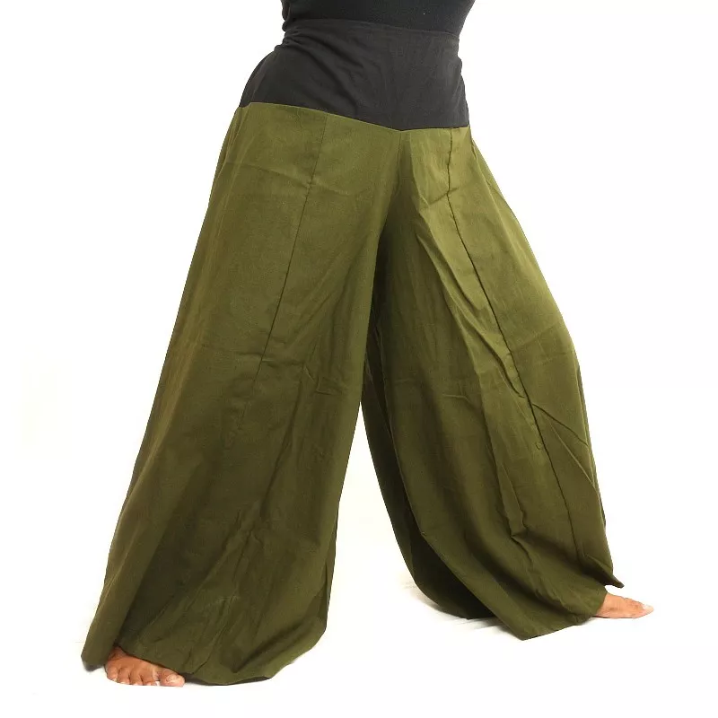 Pantalon de samouraï en coton vert olive foncé