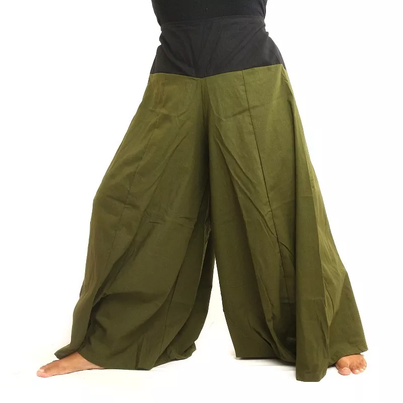 Samurai pants cotton dark olive green