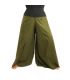 Pantalones de samurai de algodón verde oliva oscuro
