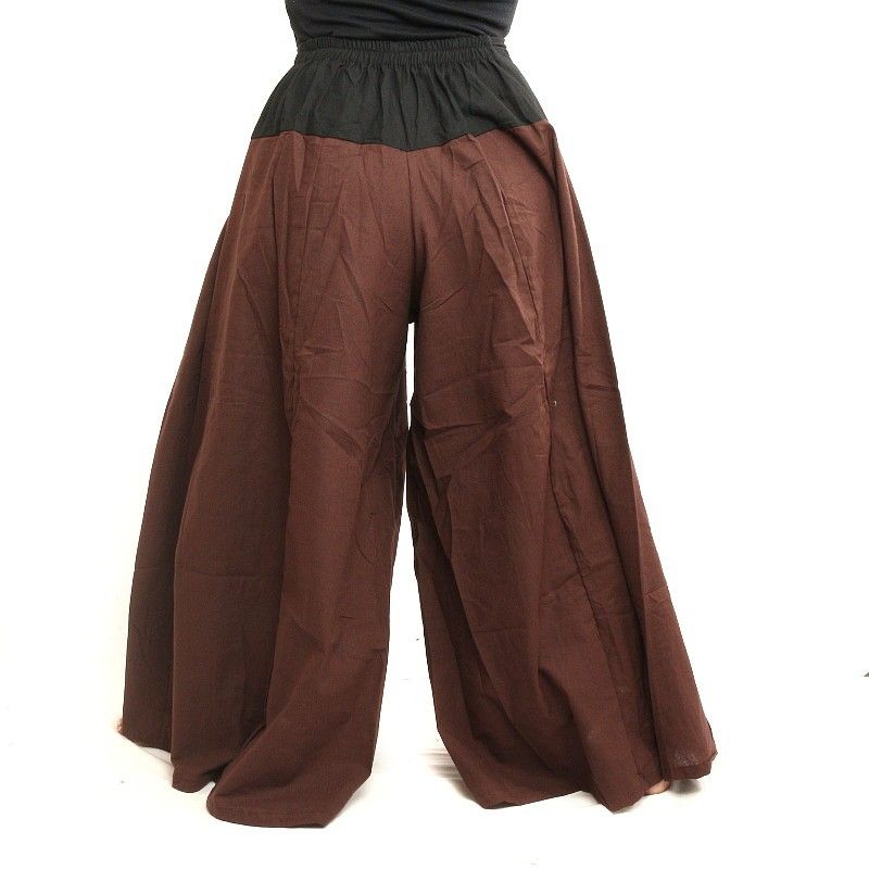Pantalon samouraï en coton marron, noir