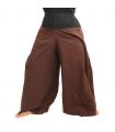 Pantalones de samurai de algodón marrón, negro