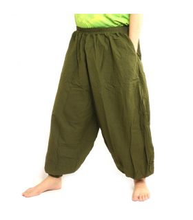 Pantalones Anchos algodón verde oliva