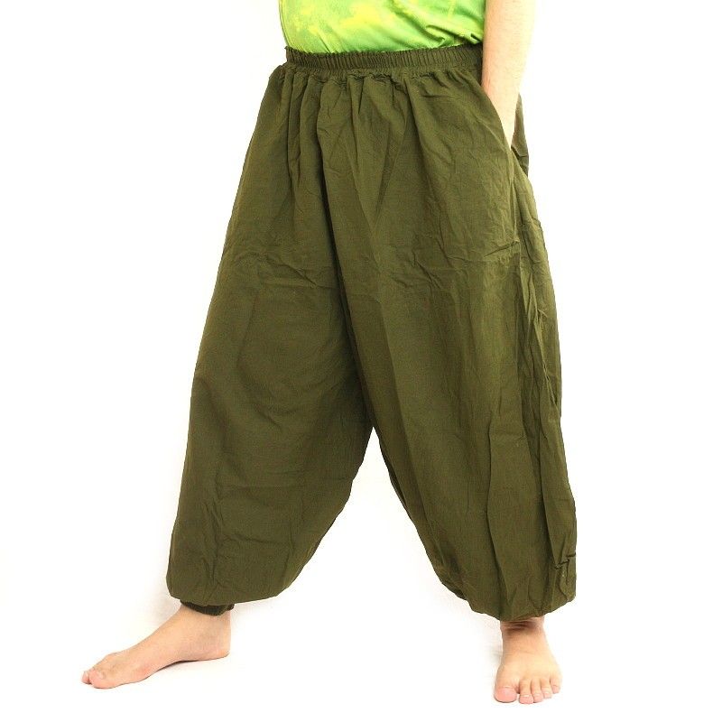 harem pants cotton olive green