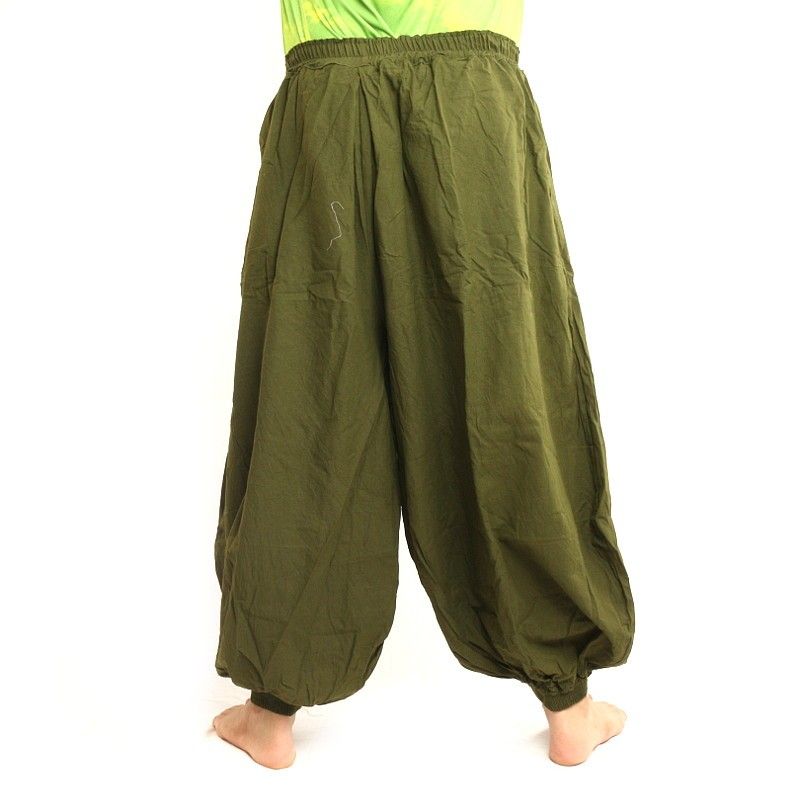 harem pants cotton olive green