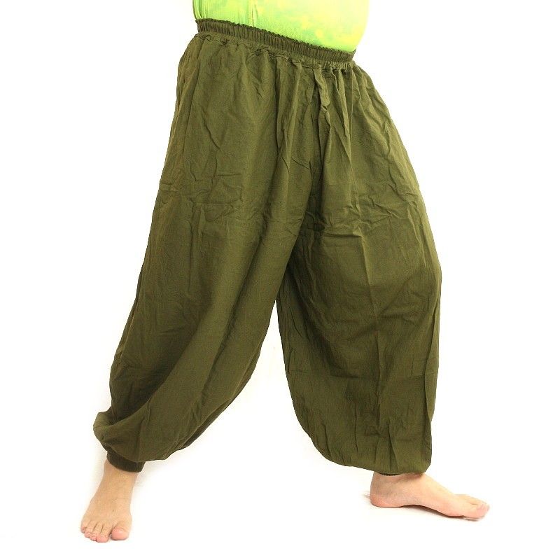 pantalon de harem coton vert olive