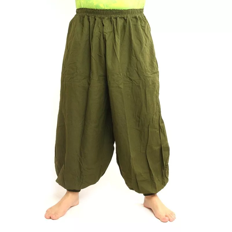 pantalon de harem coton vert olive
