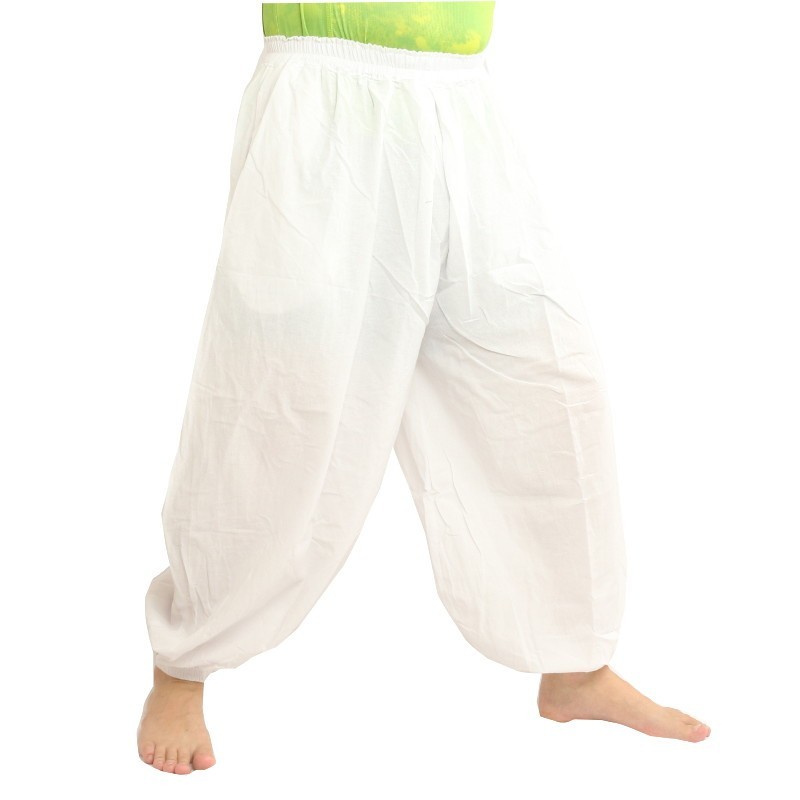 Pantalones Harem Pantalon Bombacho Blanco Hombre Harem Pantalones