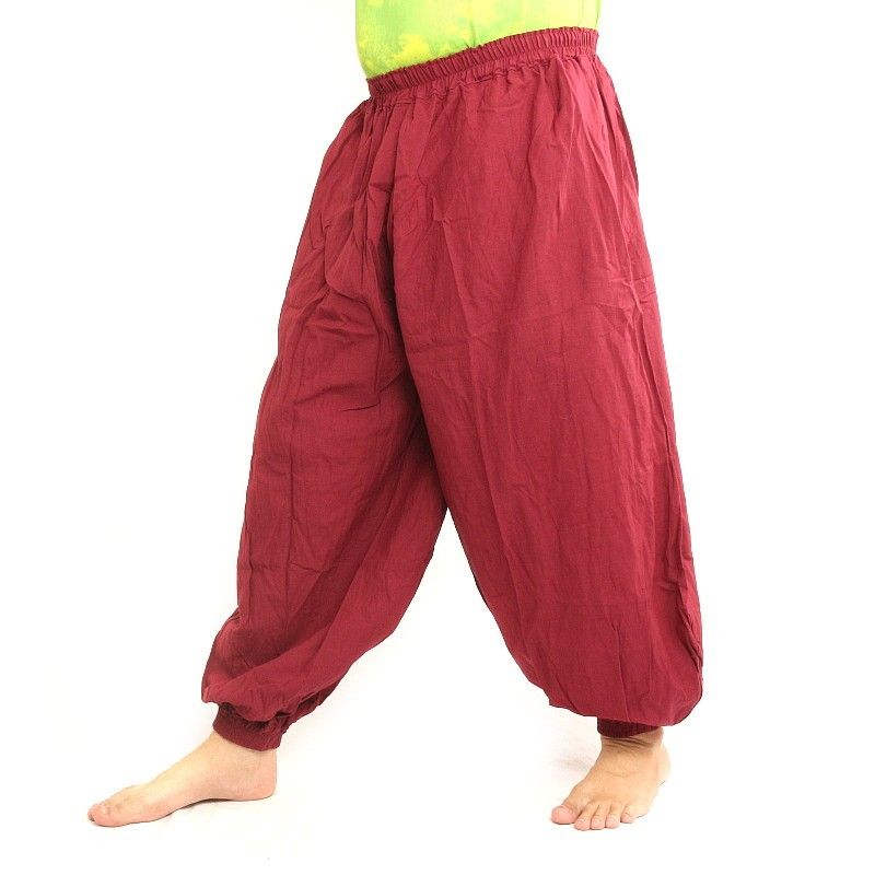 Pantalones de harén de algodón rojo