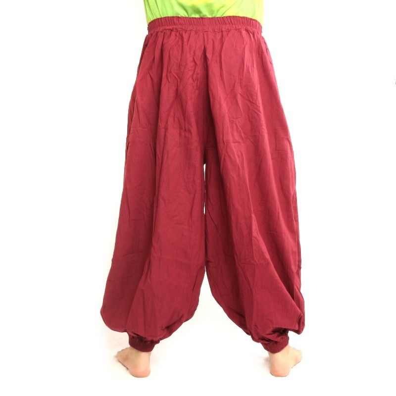 Pantalones de harén de algodón rojo