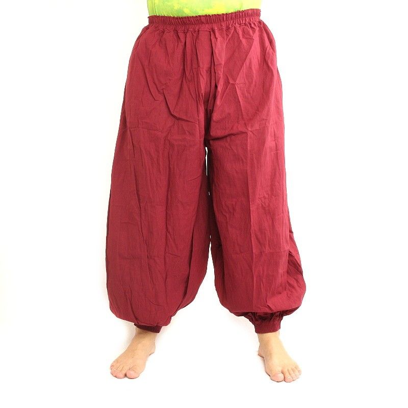 Pantalones de harén de algodón rojo