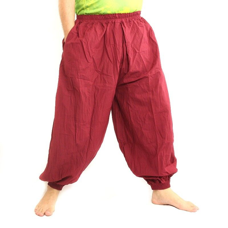 Pantalones de harén de algodón rojo