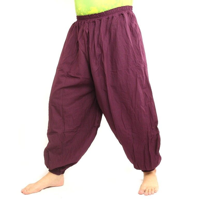 Pantalones de harén de algodón magenta