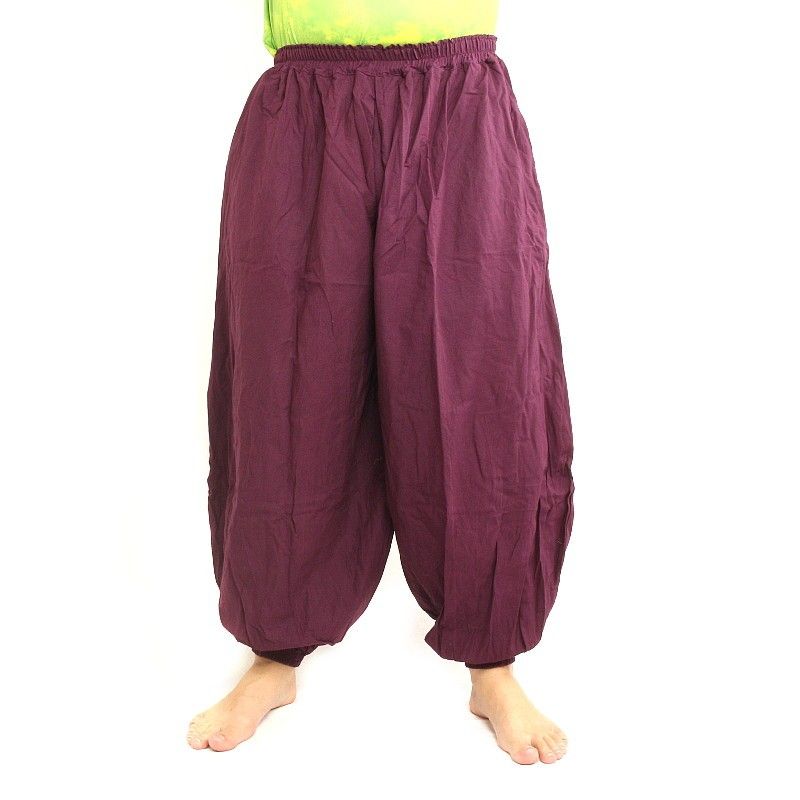 Pantalones de harén de algodón magenta