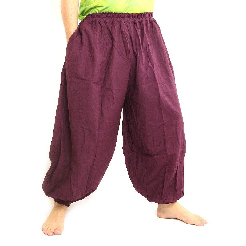 Pantalones de harén de algodón magenta