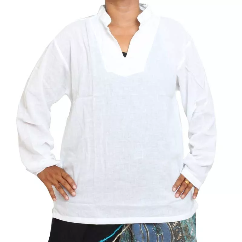 Chemise thaïlandaise en coton blanc taille M